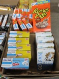 2 BOXES REESES PUFFS, GOLDEN GRAMS AND KASHI CEREALS