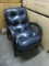 U SHAPED WOOD FRAMED CHAIR W/DEEP BLUE CUSHION