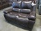 DUAL RECLINING DARK STITCHED LEATHER LOVE SEAT