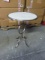 IRON SIDE TABLE SILVER FINISH WITH ROUND MARBLE TOP MDL#G024