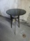 IRON END TABLE BASE WITH GOLDEN FINISH W/ROUND TINTED GLASS TOP