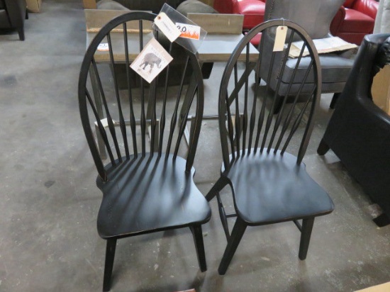 LOT OF 2 INTERCON RUSTIC WOOD SIDE CHAIRS BLACK