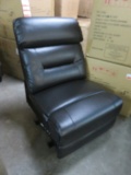 BLACK LEATHAIRE SECTIONAL ARMLESS RECLINER