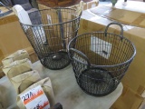 LOT OF 2 WIRE METAL DECORATIVE BASKETS 13.5''H AND 17.5''H