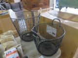 LOT OF 2 WIRE METAL DECORATIVE BASKETS 13.5''H AND 17.5''H