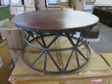 ROUND 36'' METAL COFFEE TABLE BASE W/LEATHER TOP