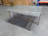 RECTANGLE IRON BASE COFFEE TABLE WITH MARBLE TOP