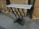 IRON PYRAMID STYLE CONSOLE TABLE WITH MARBLE TOP