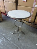 IRON SIDE TABLE SILVER FINISH WITH ROUND MARBLE TOP MDL#G024