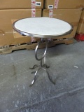 IRON SIDE TABLE SILVER FINISH WITH ROUND MARBLE TOP MDL#G024