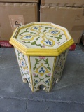 WOOD PAINTED SIDE TABLE YELLOW MDL#G059