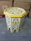 WOOD PAINTED SIDE TABLE YELLOW MDL#G059