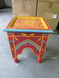 WOOD PAINTED SIDE TABLE RED MDL#G060