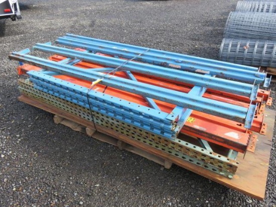 (2) PALLET RACKING UPRIGHTS 86'' X 42'' & (6) CROSS BEAMS, (2) PALLET RACKING UPRIGHTS 57.5'' X 44''