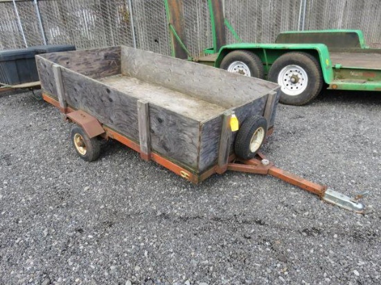 8'1" X 4' SINGLE AXLE WOOD DECK TRAILER W/WOOD SIDES