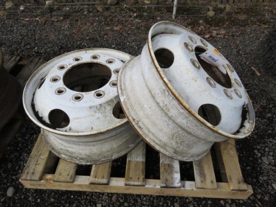 (2) 22.5 10 BOLT STEEL TRUCK WHEELS