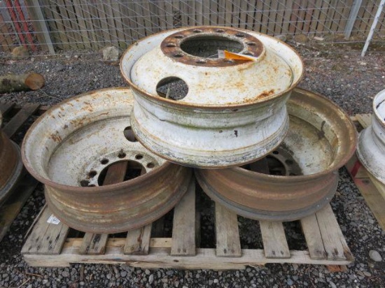 (3) 24.5 10 BOLT STEEL TRUCK WHEELS