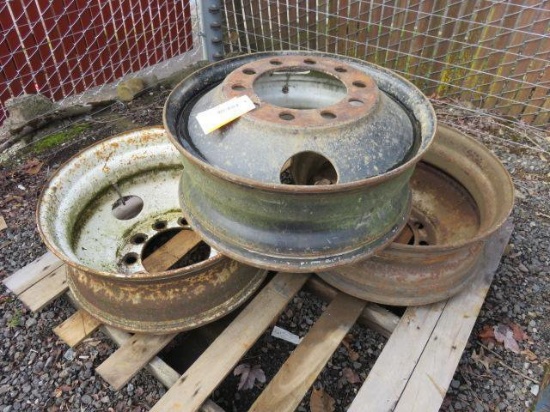 (3) 24.5 10 BOLT STEEL TRUCK WHEELS