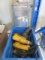 TOTE W/ (4) ELECTRIC (CORDED) DRILLS & (1) HEAVY DUTY AIR RIVETER