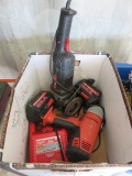 BOX W/ MILWAUKEE 1/2'' IMPACT WRENCH (2) BATTERIES & CHARGER