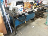 STEEL WORK BENCH W/ VISE & WASTE OIL DRAIN