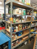 SHELF W/ ASSORTED OILS, BRAKE FLUID