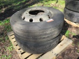 LOT OF 2 - 22.5 ALUMINUM PILOT WHEELS AND TIRES