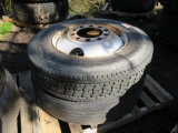 LOT OF 2 - 285/75R24.5 BUD STEEL WHEELS AND TIRES