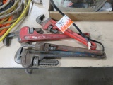 LOT OF 4 RIDGID PIPE WRENCHES