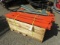 WOODEN TOTE W/PALLET RACK, NUTS & BOLTS, RACK GUARDS, AISLE WAY SUPPORTS, & EXTENSIONS