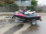 (2) 2014 SEADOO SPARK 2 UP JET SKIS ON A SEADOO 2 SLOT DUAL LOAD SINGLE AXLE TRAILER