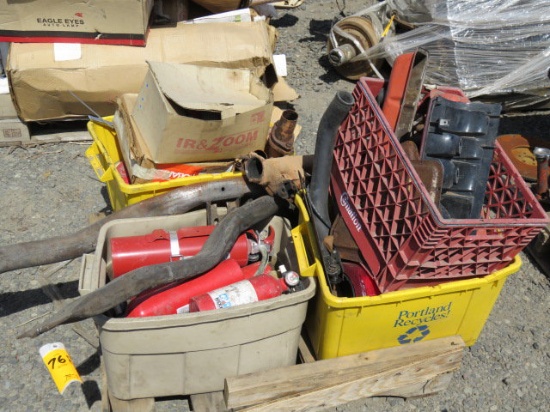PALLET W/ASSORTED AUTOMOTIVE PARTS & FIRE EXTINGUISHERS