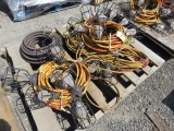 PALLET W/(3) ELECTRICAL EXTENSION CORDS, (1) ROLL OF 3/8'' 300 PSI AIR HOSE