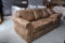 BROWN FAUX SUEDE COUCH W/2 PILLOWS