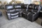 BLACK CHERRY LEATHERETTE SECTIONAL WEDGE, CONSOLE, LHF CHAIR AND RECLINING