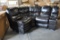 BLACK CHERRY LEATHERETTE SECTIONAL WEDGE, CONSOLE AND 2 CHAIRS