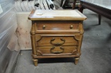 MARBLE TOPPED END TABLE 3 DRAWER