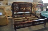 KING SIZE MAHARAJA WOOD HEAD/FOOTBOARD WITH FRAME AND DRESSER