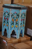 BLUE WOOD SIDE TABLE HAND PAINTED