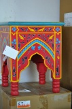 RED WOODEN SIDE TABLE HAND PAINTED