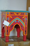 RED WOODEN SIDE TABLE HAND PAINTED