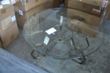 GEO METAL DESIGN BASE WITH BEVELED GLASS TOP 36'' COFFEE TABLE