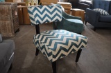TEAL AND WHITE STRIPE CHAIR