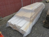 PALLET W/ ASSORTED LENGTH 1/2'' PARTICLE BOARD, AND ASSORTED LENGTH AND WIDTH TRIM