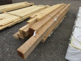 A LOT OF ASSORTED SIZE AND LENGTH CEDAR BEAMS