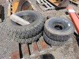 (2) SOLIDEAL 7.00-15 FORKLIFT TIRES & WHEELS, (2) DYNASTAR 6.00-9 FORKLIFT TIRES & WHEELS