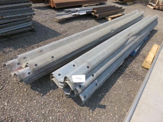 PALLET W/(14) GALVANIZED STEEL GUARD RAIL SECTIONS