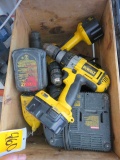 (3) DEWALT (1/4'' x 3/8'' x 1/2'') DRIVE CORDLESS DRILLS, (1) DEWALT 24V RO