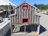 CHICKEN COOP-HEN HOUSE W/(6) NESTING BOXES & RAMP, ON STAND, COOP MEASURES