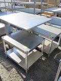 STAINLESS STEEL ROLLING TABLE ( 42'' x 34'') & (2) STAINLESS STEEL TABLES (